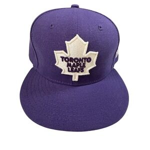 New Era 59FIFTY Toronto Maple Leafs Fitted Hat Purple White Logo Size 7 1/2